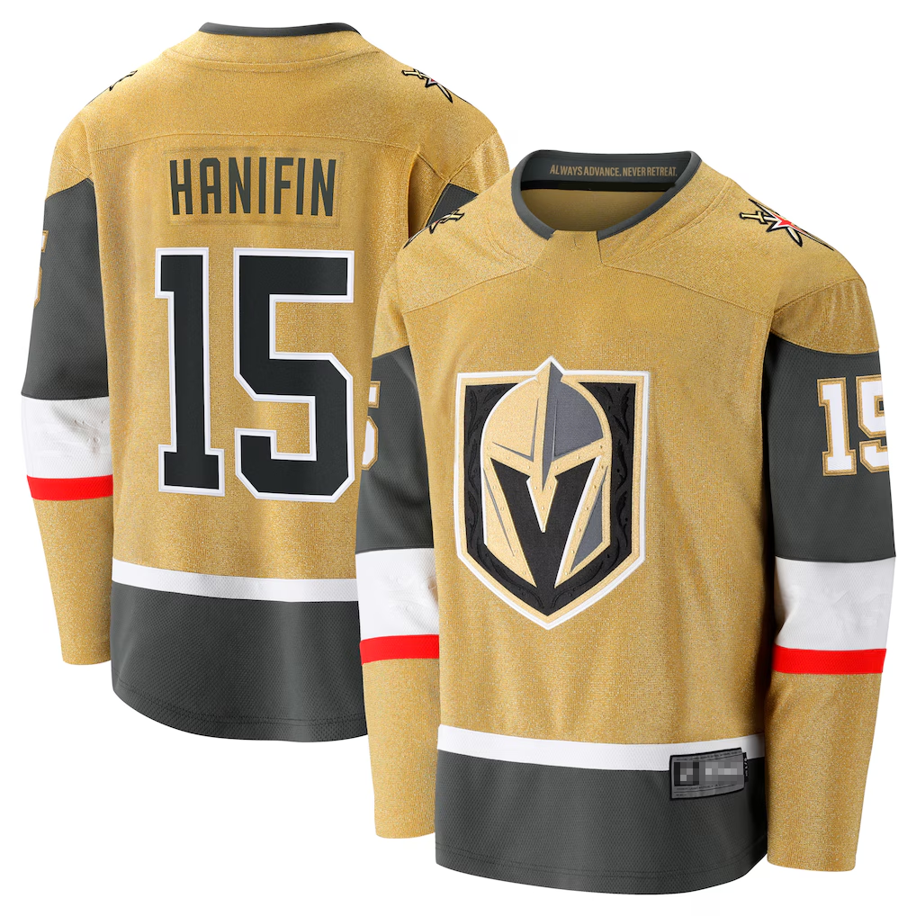 Elroe V.Golden Knights #15 Noah Hanifin Gold Home Breakaway Jerseys