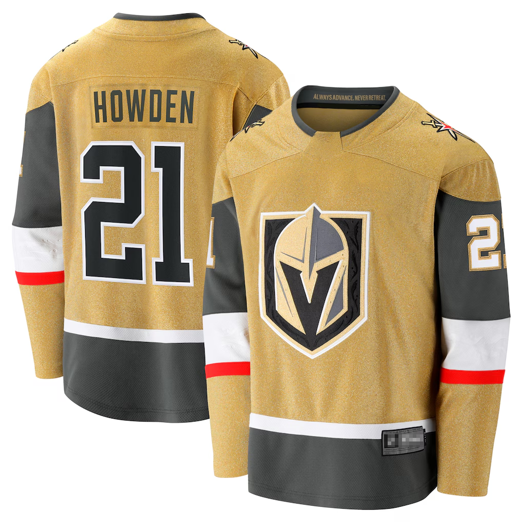 Elroe V.Golden Knights #21 Brett Howden Gold Home Premier Breakaway Player Jerseys