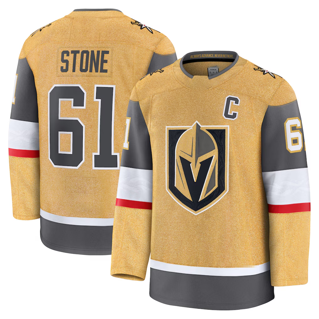 Elroe V.Golden Knights #61 Mark Stone Gold Home Premium Jerseys