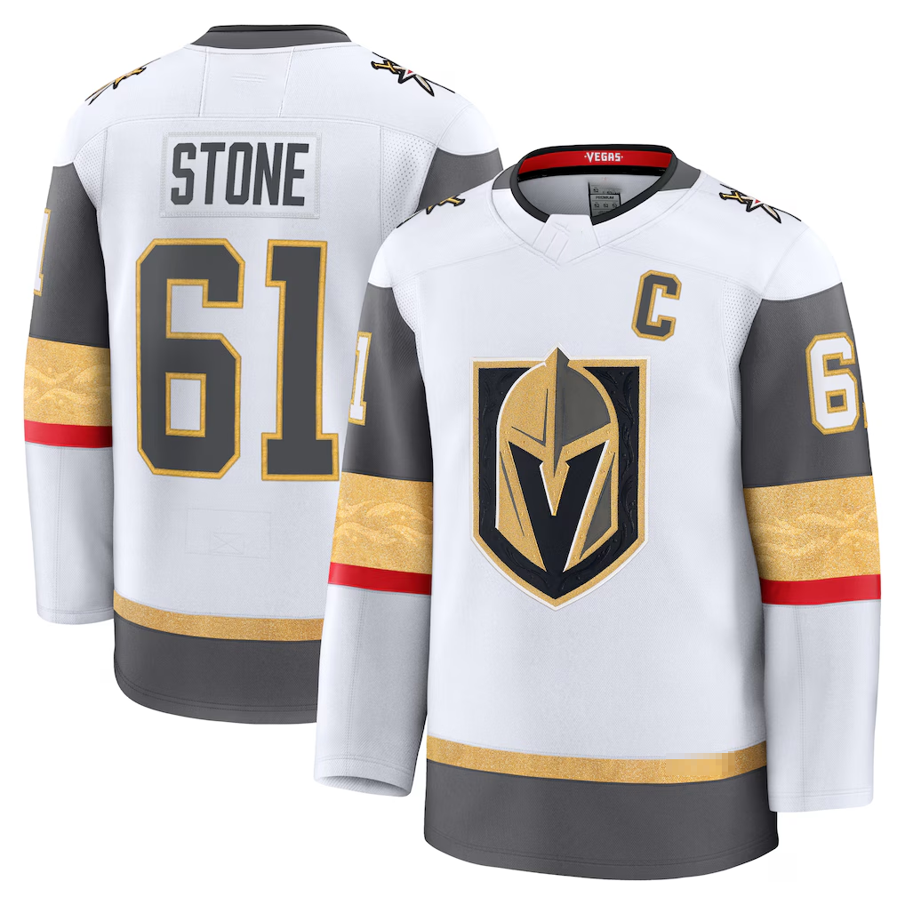 Elroe V.Golden Knights #61 Mark Stone White Away Premium Jerseys