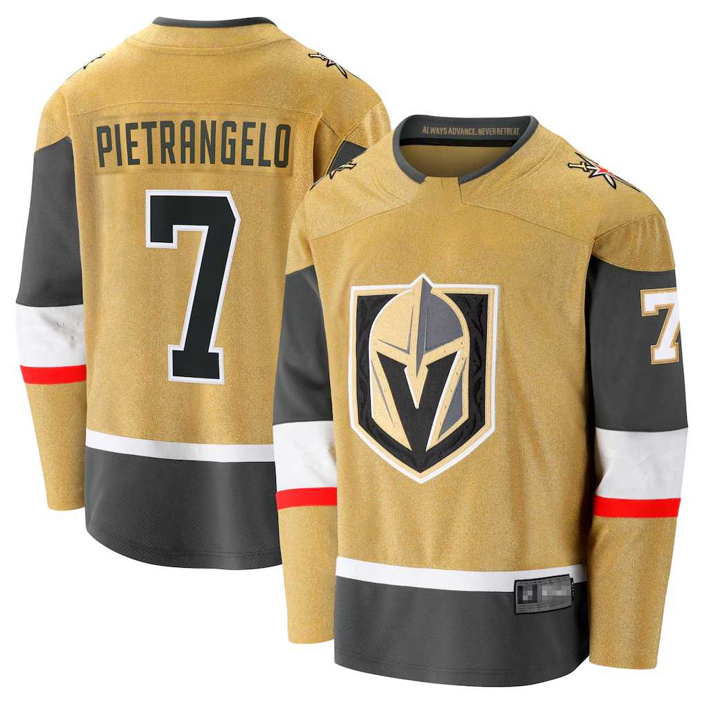 Elroe V.Golden Knights #7 Alex Pietrangelo Gold Home Breakaway Jerseys