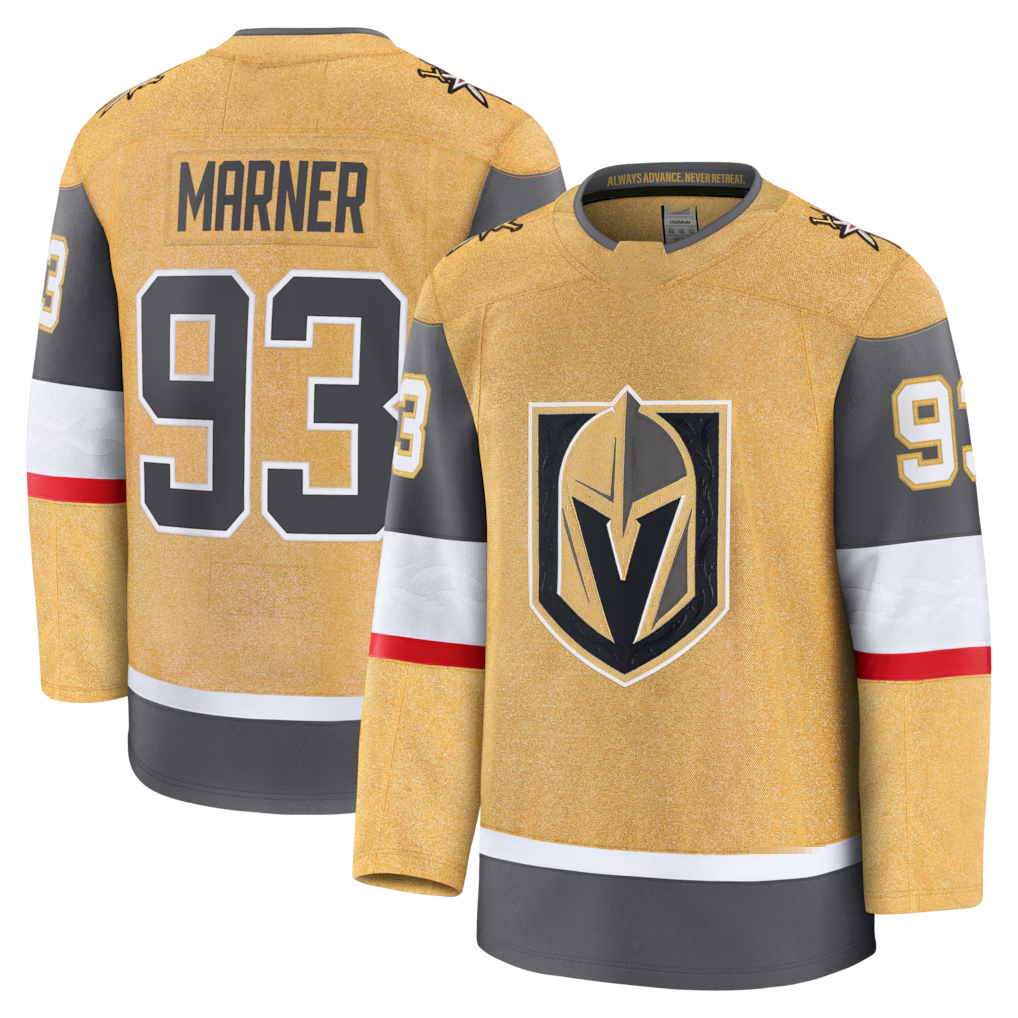 Elroe V.Golden Knights #93 Mitch Marner Gold Home Premium Jerseys