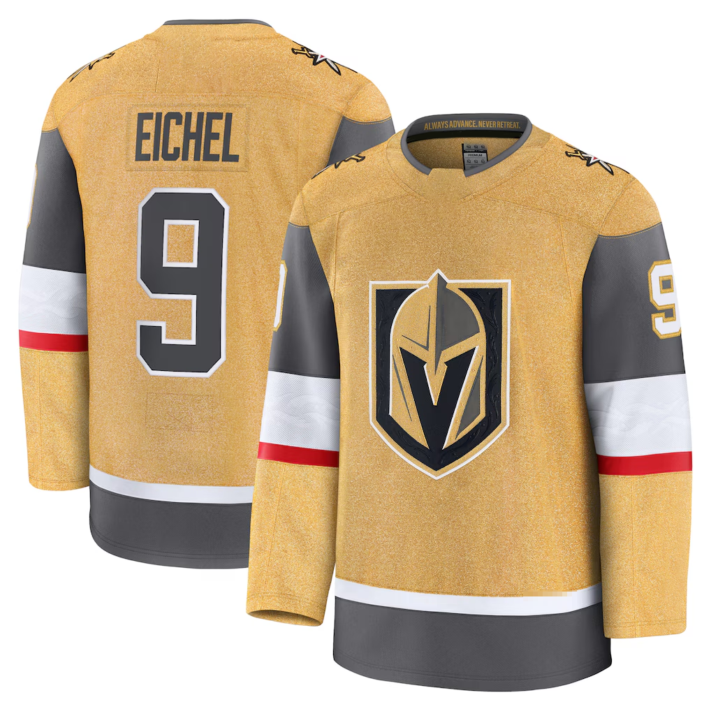 Elroe V.Golden Knights #9 Jack Eichel Gold Home Premium Jerseys