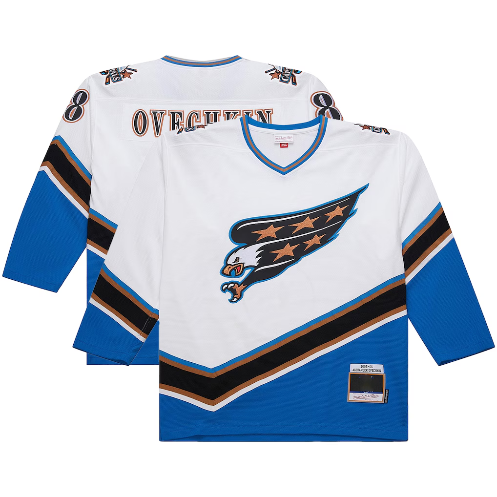 Elroe W.Capitals Alexander Ovechkin Mitchell & Ness White Big & Tall 2005-06 Power Play Jerseys