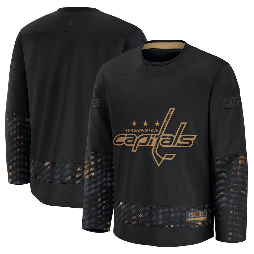 Elroe W.Capitals Black 2024 Military Appreciation Practice Jerseys