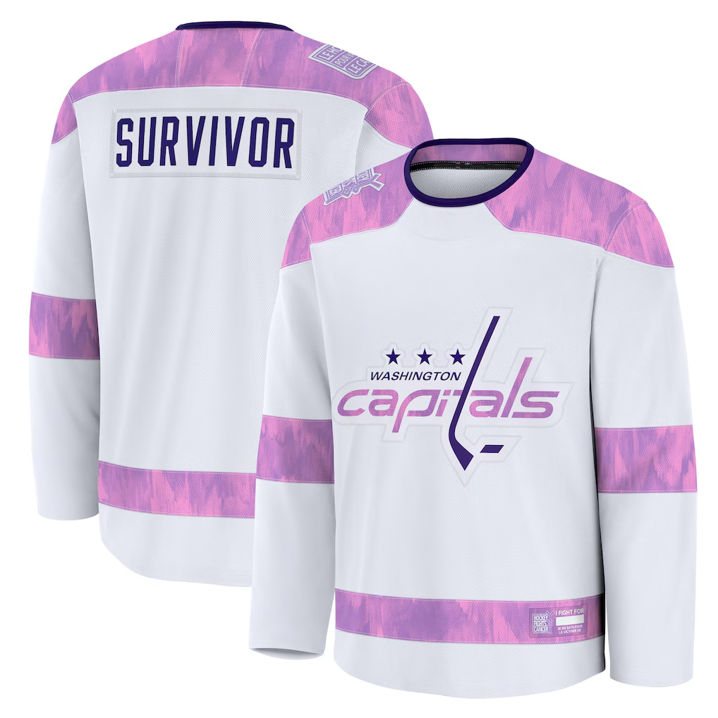 Elroe W.Capitals White Hockey Fights Cancer Survivor Practice Jerseys