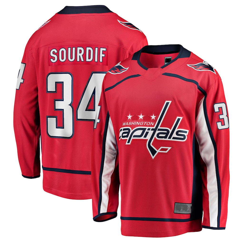 Elroe W.Capitals #34 Justin Sourdif Red Home Breakaway Jerseys
