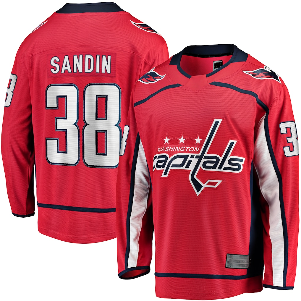 Elroe W.Capitals #38 Rasmus Sandin Red Home Breakaway Jerseys
