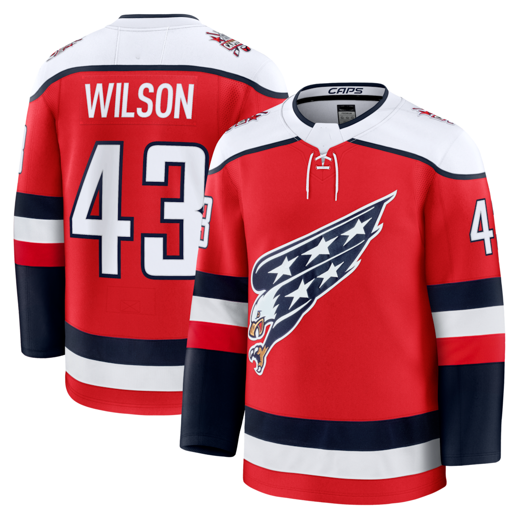 Elroe W.Capitals #43 Tom Wilson Red Alternate Premium Player Jerseys