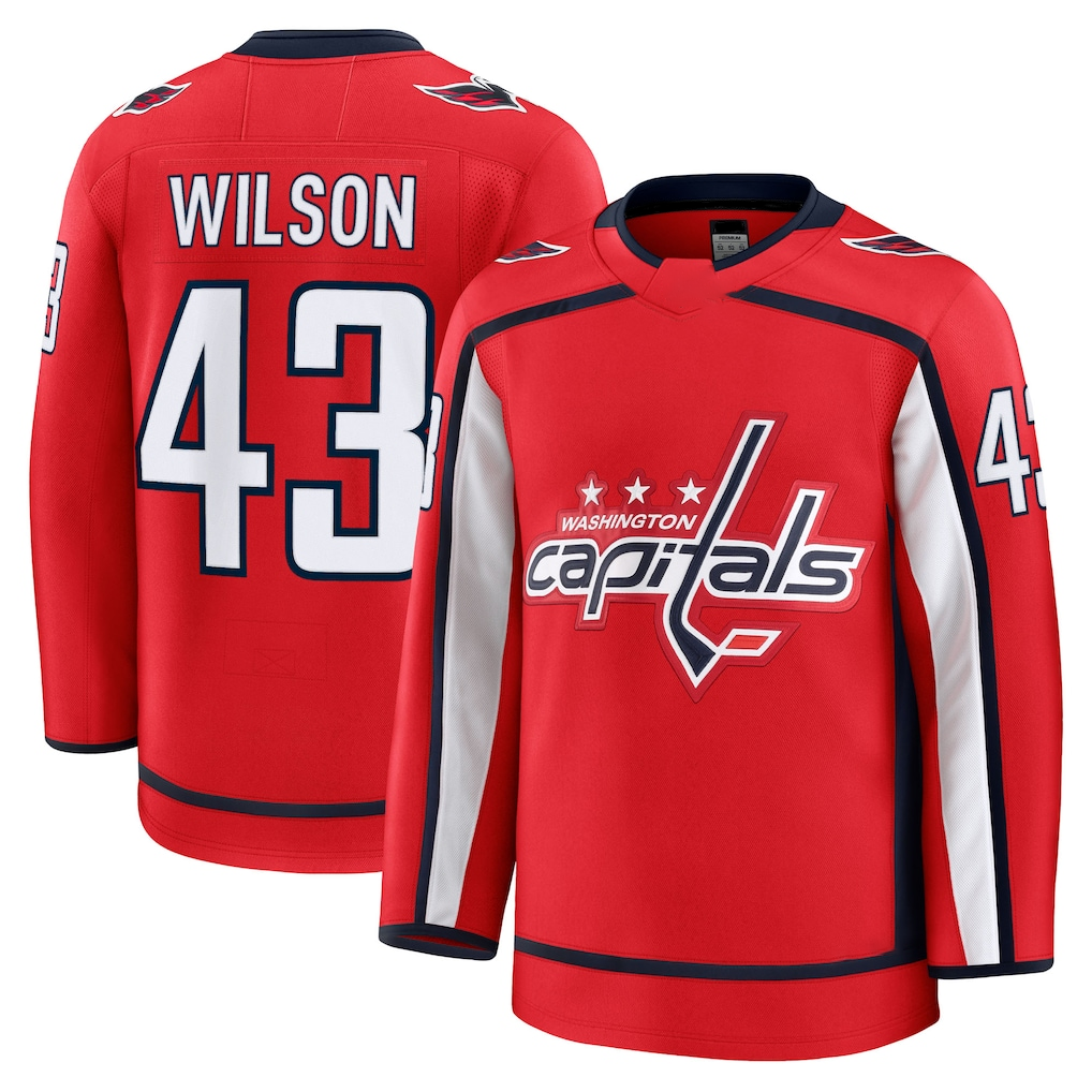Elroe W.Capitals #43 Tom Wilson Red Home Premium Jerseys