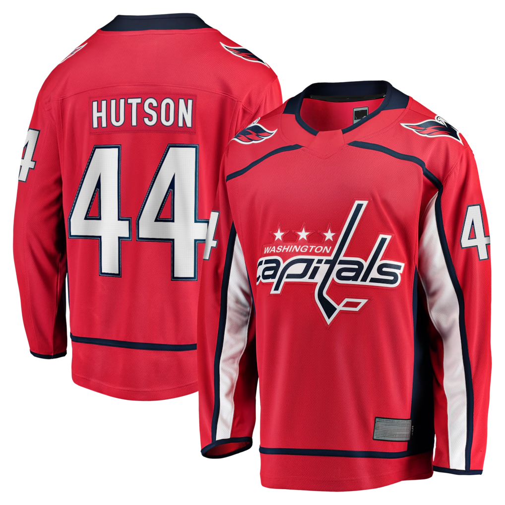 Elroe W.Capitals #44 Cole Hutson Red Home Breakaway Jerseys