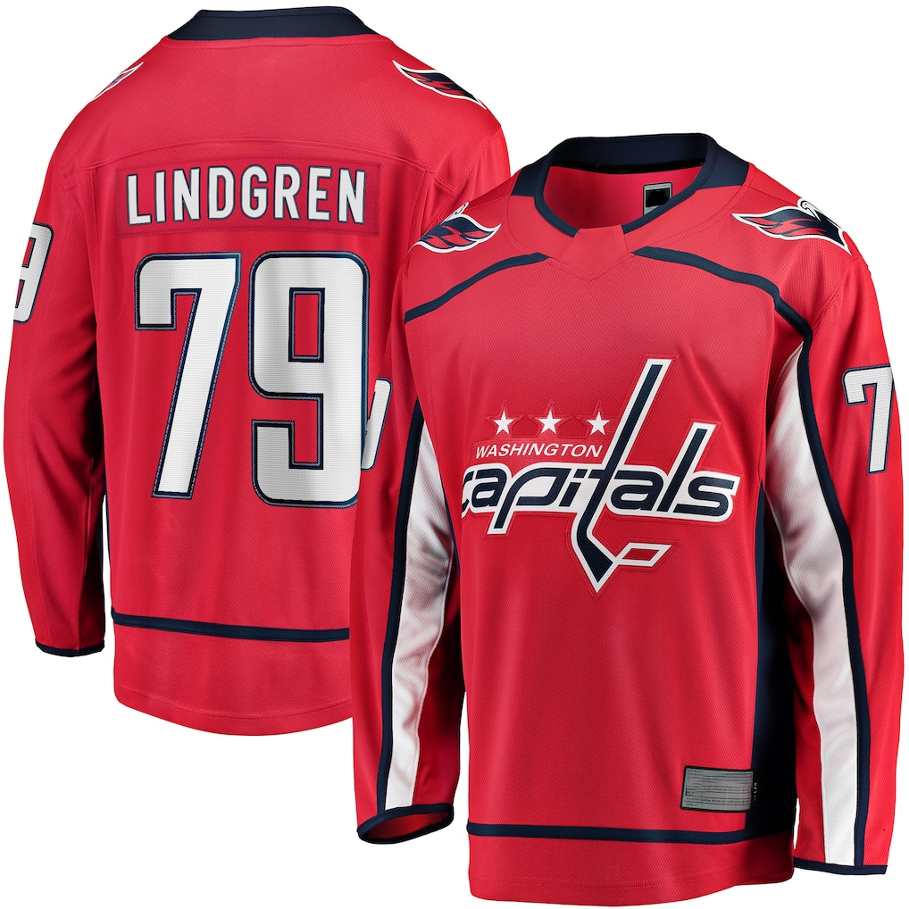 Elroe W.Capitals #79 Charlie Lindgren Red Home Breakaway Player Jerseys