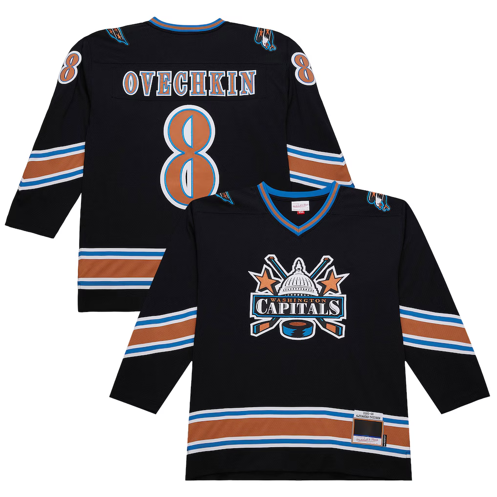 Elroe W.Capitals #8 Alexander Ovechkin Mitchell & Ness Black 2005-06 Power Play Jerseys