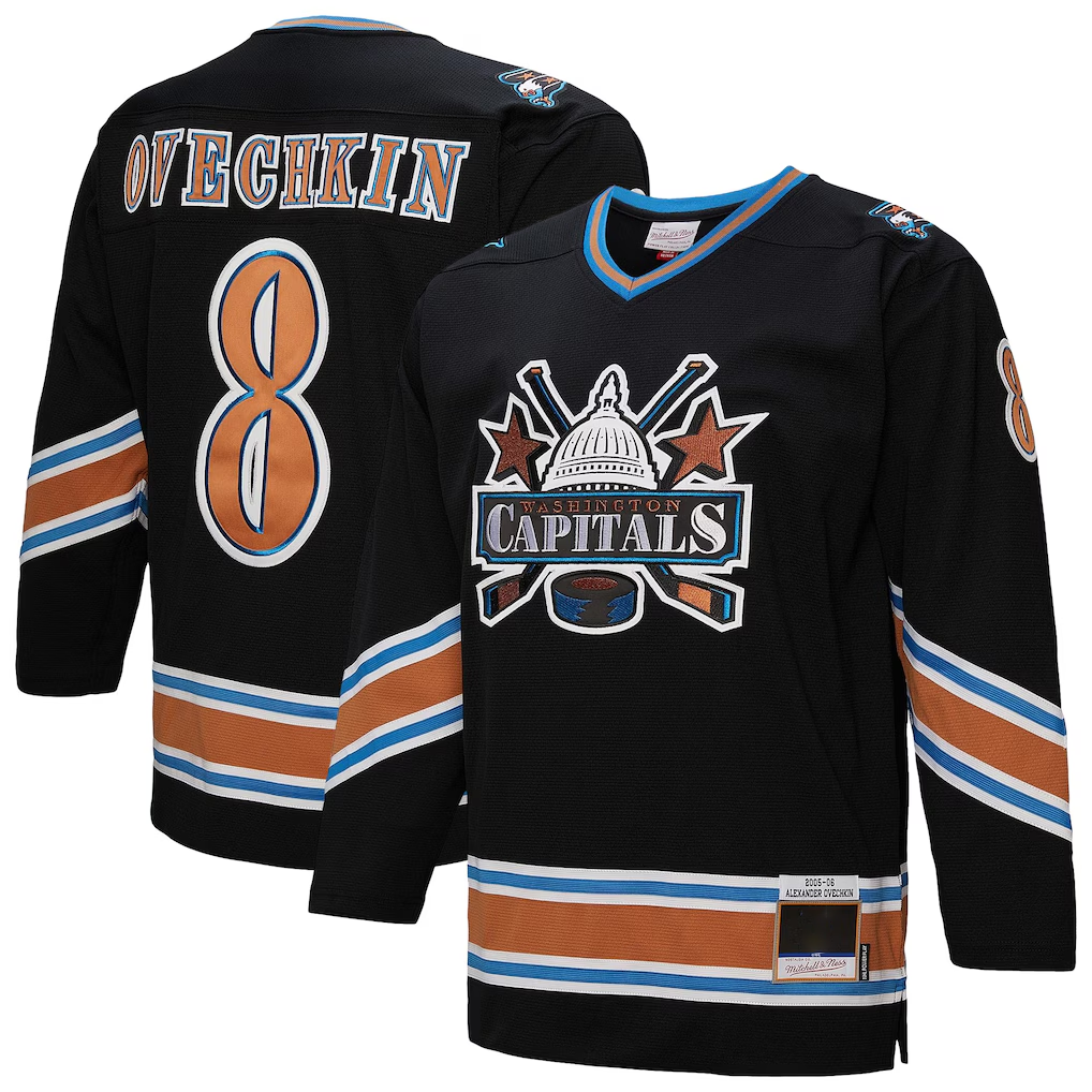 Elroe W.Capitals #8 Alexander Ovechkin Mitchell & Ness Black 2005-06 Power Play Jerseys