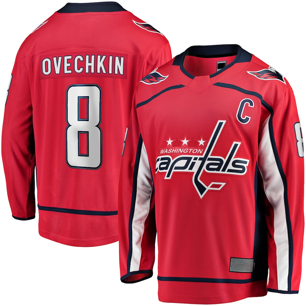 Elroe W.Capitals #8 Alexander Ovechkin Red Captain Patch Home Breakaway Jerseys
