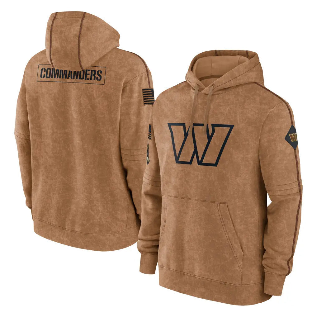Elroe W.Commanders Brown Limited Salute to Service Pullover Hoodies Game Blank Player Stitched Jerseys