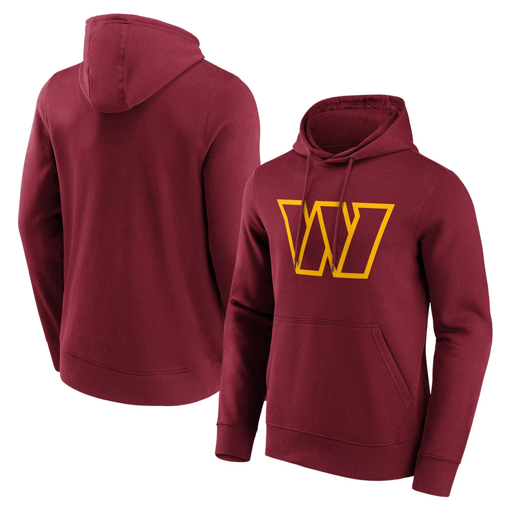 Elroe W.Commanders Burgundy LOGO Pullover Hoodies Game Blank Player Stitched Jerseys
