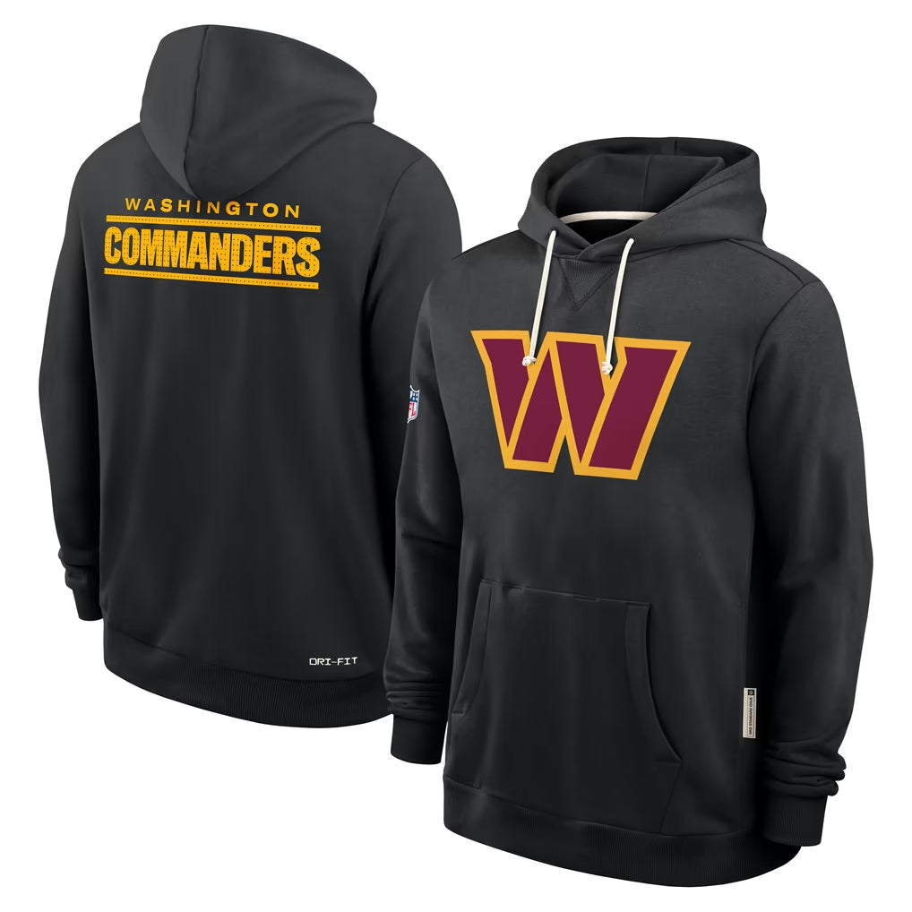 Elroe W.Commanders Gray LOGO Performance Pullover Hoodies Game Blank Player Stitched Jerseys