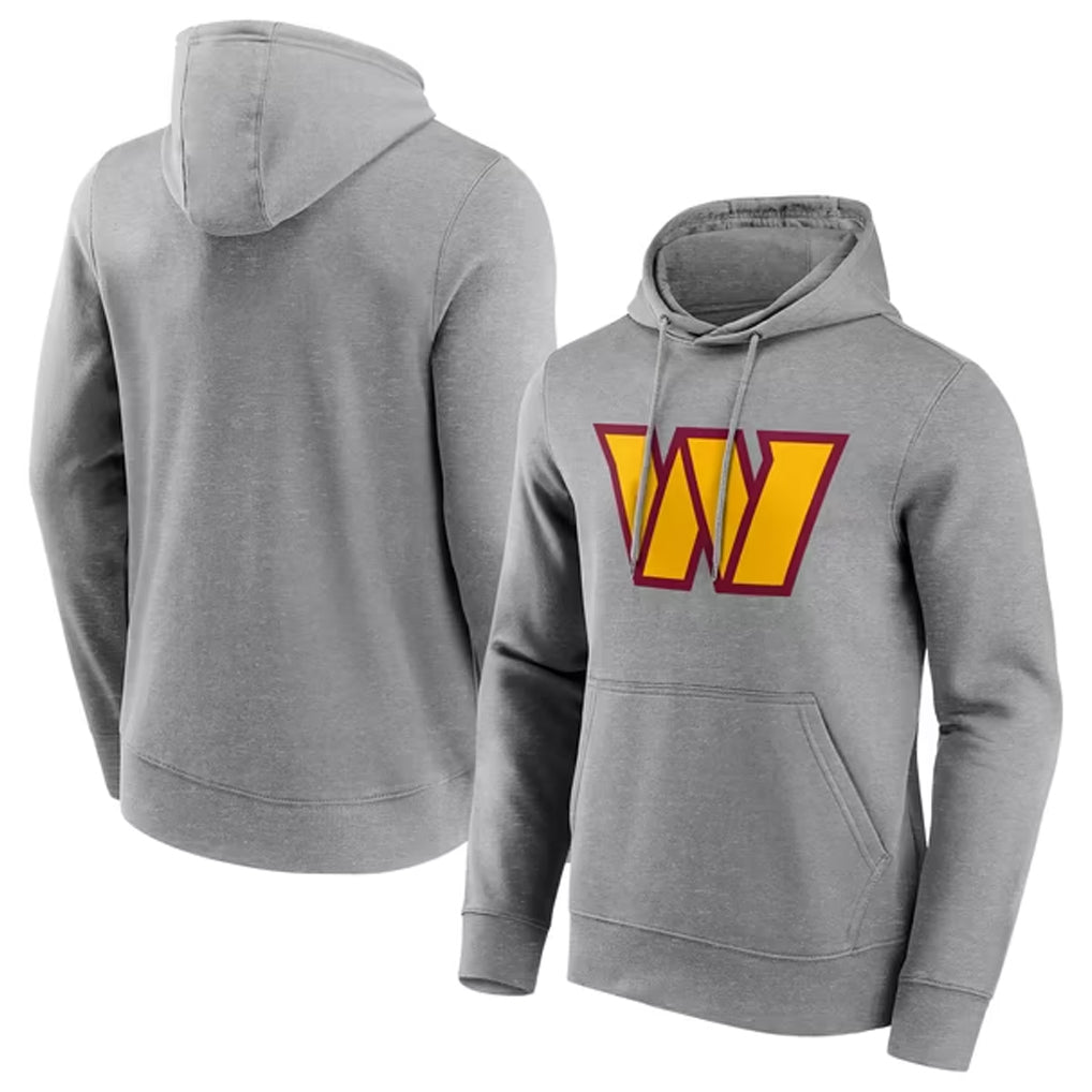 Elroe W.Commanders Gray LOGO Pullover Hoodies Game Blank Player Stitched Jerseys