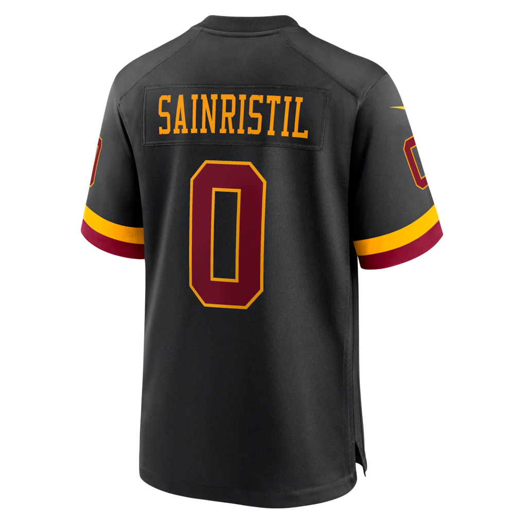 Elroe W.Commanders #0 Mike Sainristil Black Hail Raiser Alternate Game Stitched Jersey