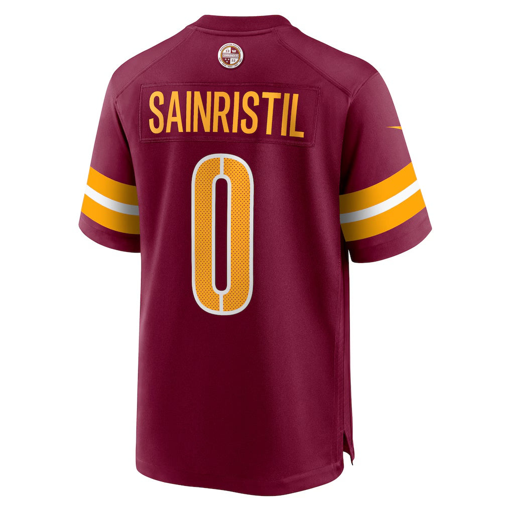 Elroe W.Commanders #0 Mike Sainristil Burgundy Game Stitched Jerseys