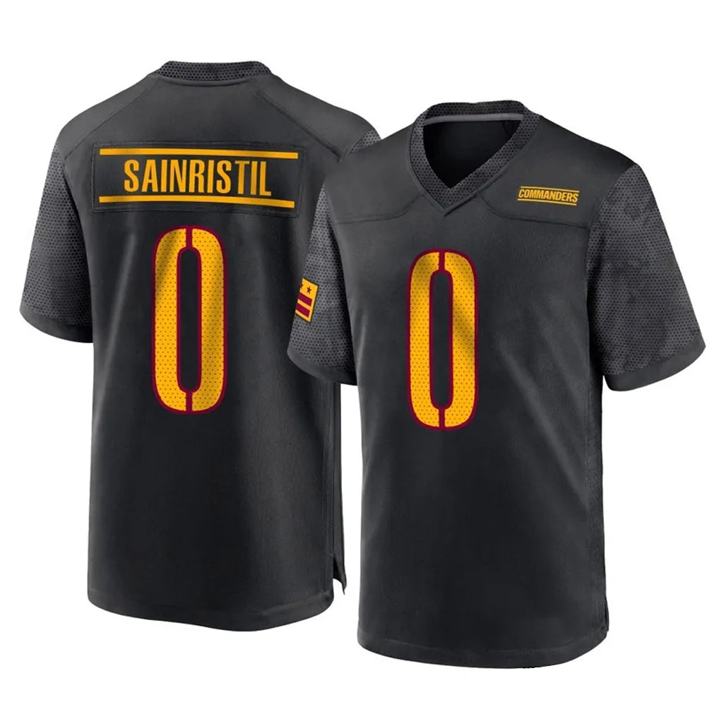 Elroe W.Commanders #0 Mike Sainristil Player Black Home Game Stitched Jerseys