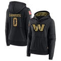 Elroe W.Commanders #0 Mike Sainristil Player Black Salute to Service Hoodies Stitched Jerseys