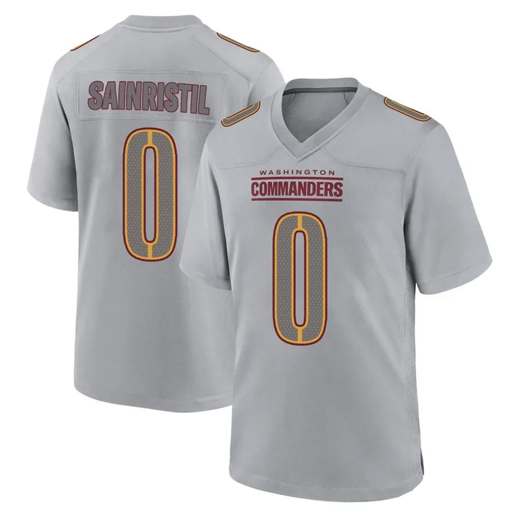 Elroe W.Commanders #0 Mike Sainristil Player Gray Atmosphere Fashion Home Game Stitched Jerseys