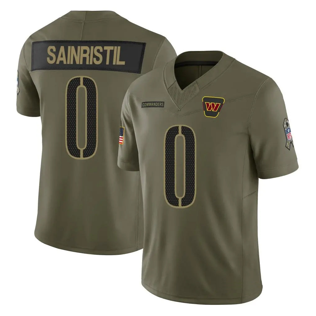 Elroe W.Commanders #0 Mike Sainristil Player Olive Salute To Service Limited Stitched Jerseys