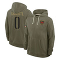 Elroe W.Commanders #0 Mike Sainristil Player Olive Salute to Service Pullover Hoodies Limited Home Stitched Jerseys