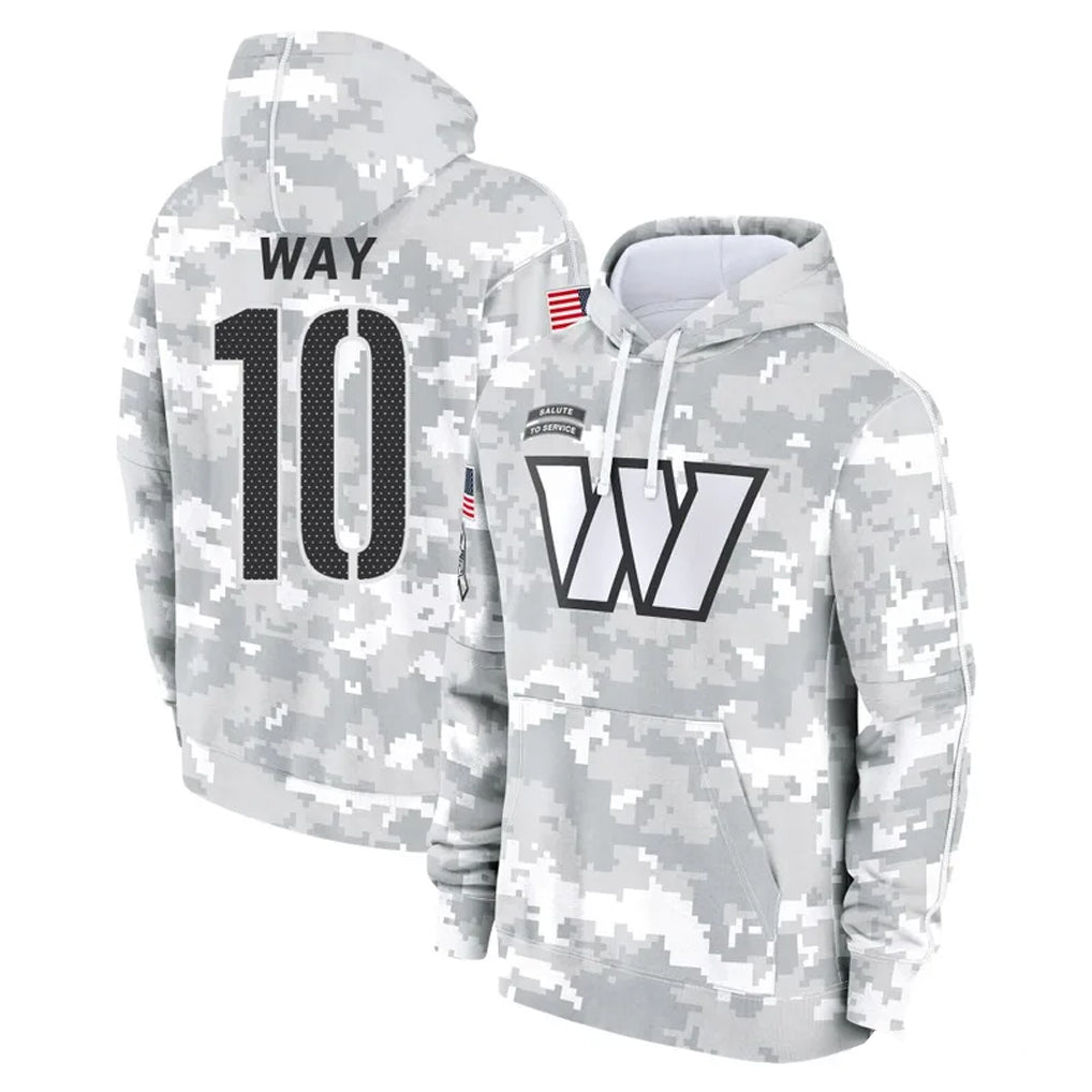 Elroe W.Commanders #10 Tress Way Player Arctic Camo Limited Salute to Service Pullover Hoodies Game Stitched Jerseys