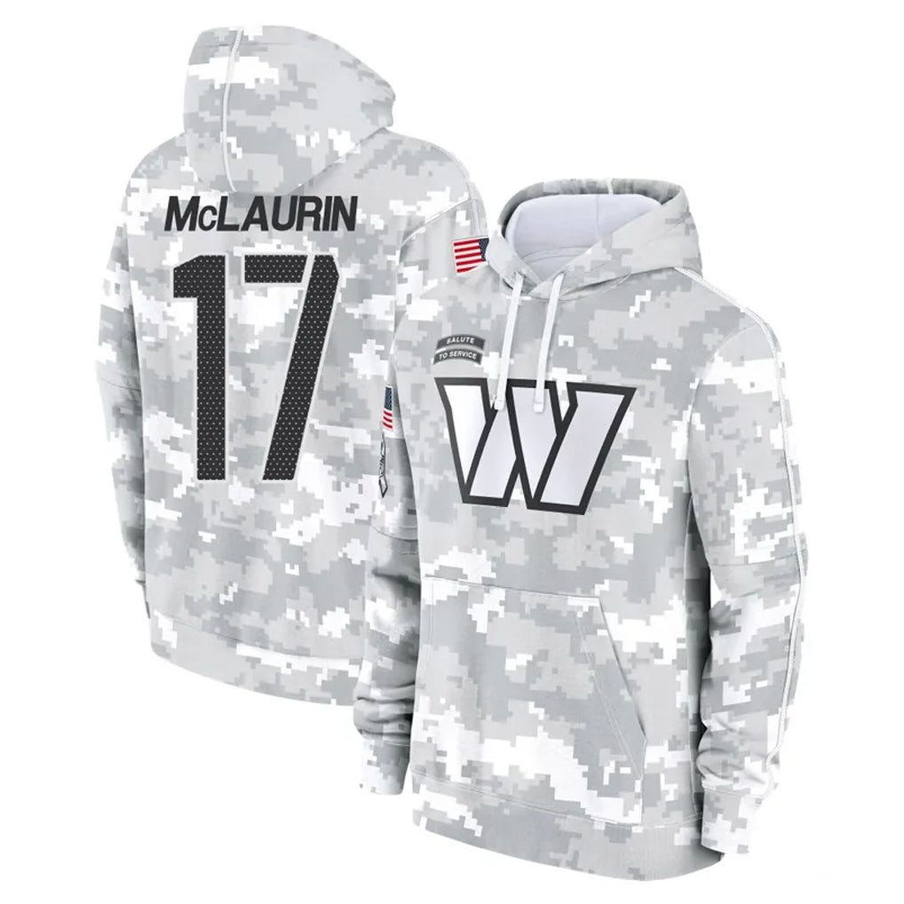 Elroe W.Commanders #17 Terry Mclaurin Player Arctic Camo Limited Salute to Service Pullover Hoodies Game Stitched Jerseys
