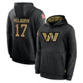 Elroe W.Commanders #17 Terry Mclaurin Player Black Salute to Service Performance Pullover Hoodies Home Game Stitched Jerseys