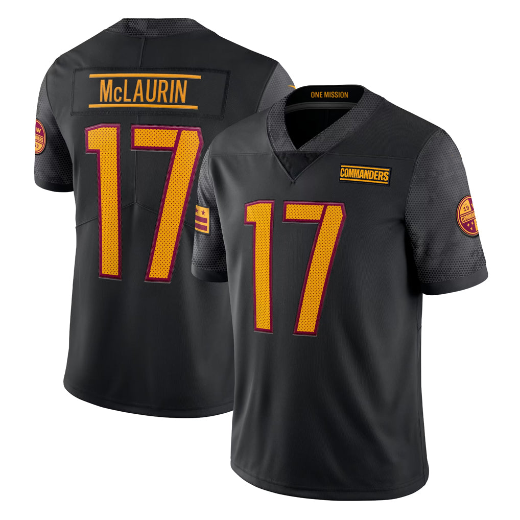 Elroe W.Commanders #17 Terry Mclaurin Player Black Vapor Untouchable Home Game Stitched Jerseys