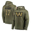 Elroe W.Commanders #17 Terry Mclaurin Player Olive Salute to Service Pullover Hoodie Limited Home Game Stitched Jerseys