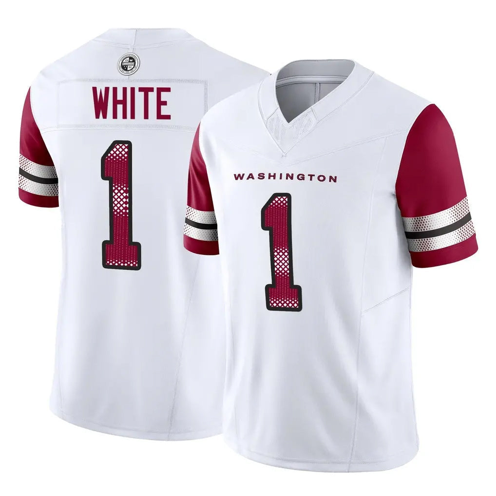 Elroe W.Commanders #1 Rachaad White Player White Vapor F.U.S.E. Limited Home Game Stitched Jerseys