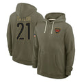 Elroe W.Commanders #21 Sean Taylor Player Olive Salute to Service Hoodies Stitched Jerseys
