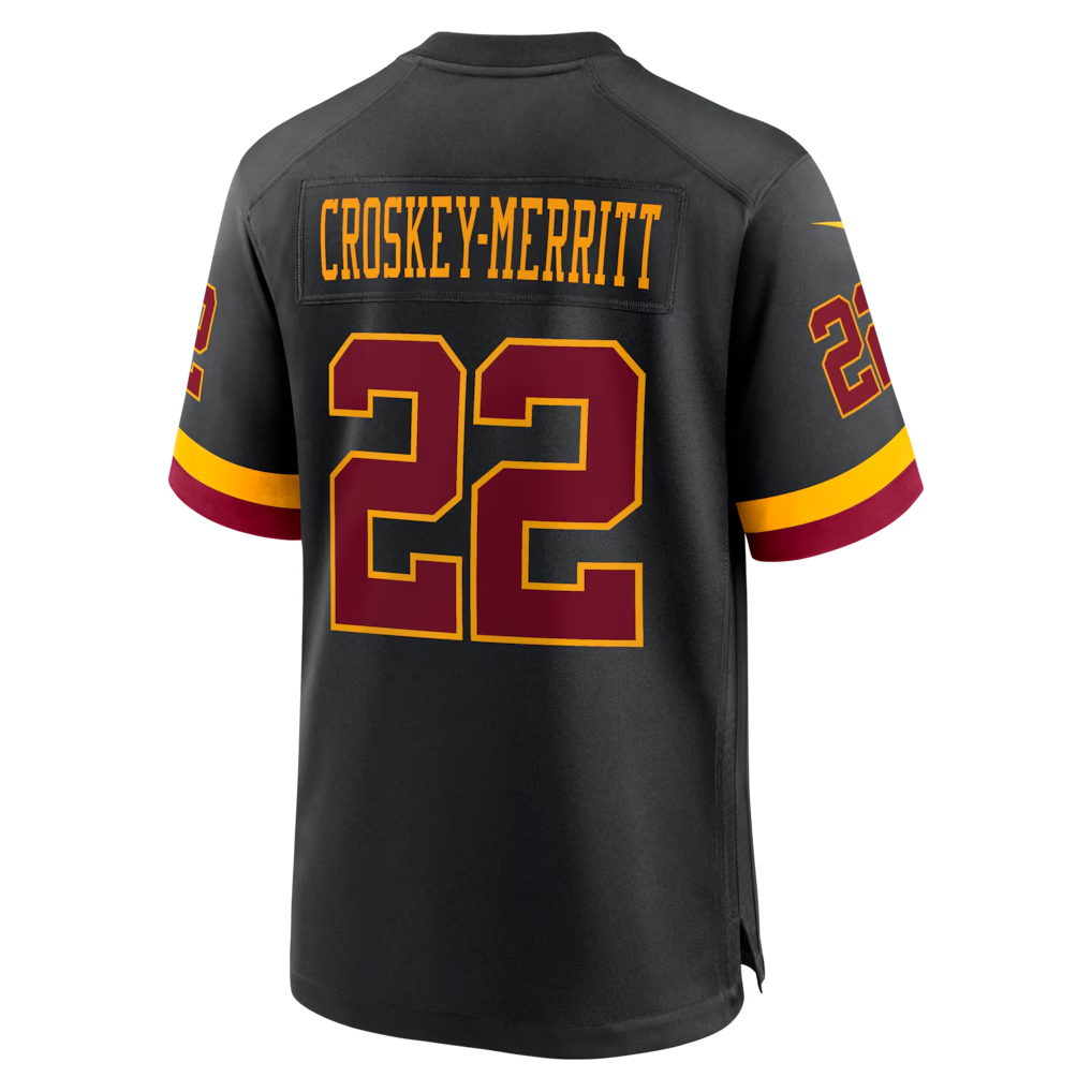 Elroe W.Commanders #22 Jacory Croskey-Merritt Black Hail Raiser Alternate Game Stitched Jerseys
