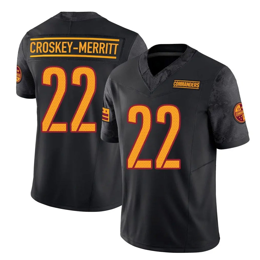 Elroe W.Commanders #22 Jacory Croskey-Merritt Player Black Vapor F.U.S.E. Limited Stitched Jerseys