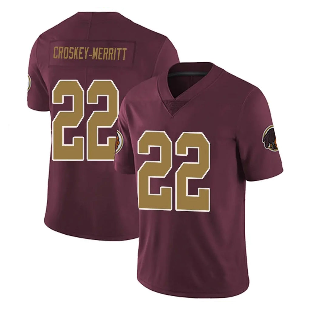 Elroe W.Commanders #22 Jacory Croskey-Merritt Player Burgundy Alternate Vapor Untouchable Home Game Stitched Jerseys