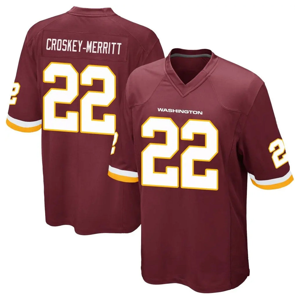 Elroe W.Commanders #22 Jacory Croskey-Merritt Player Burgundy Game Stitched Jerseys