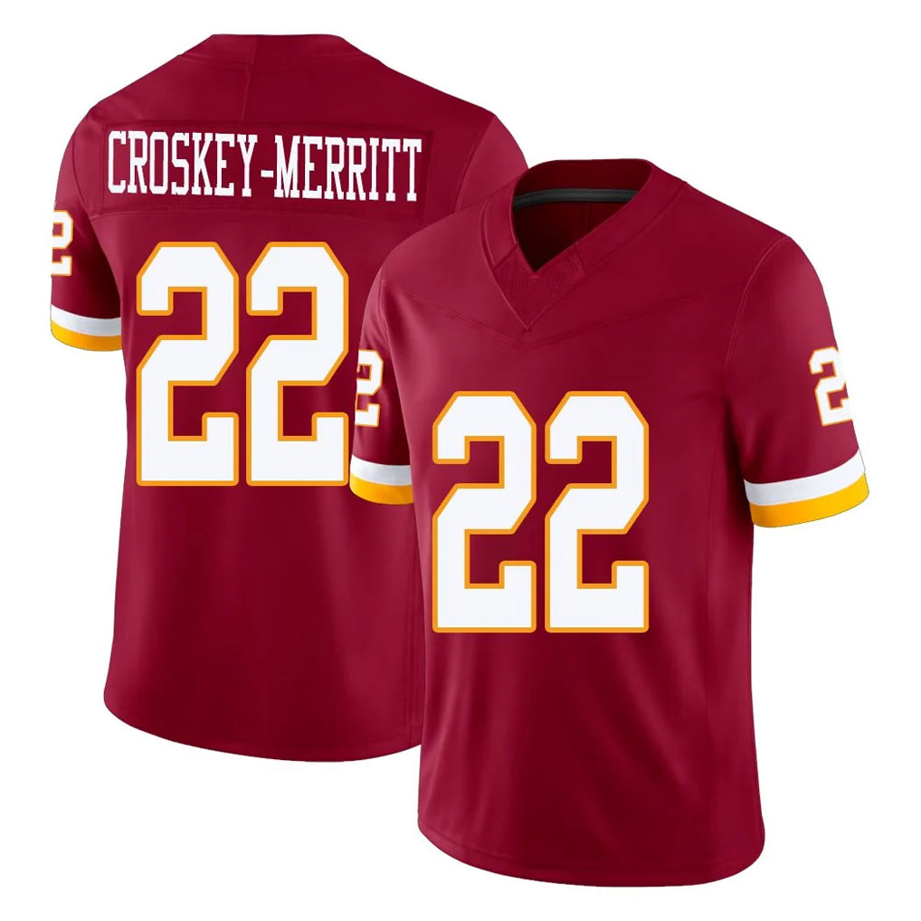 Elroe W.Commanders #22 Jacory Croskey-Merritt Player Burgundy Limited Team Vapor F.U.S.E. Home Game Stitched Jerseys