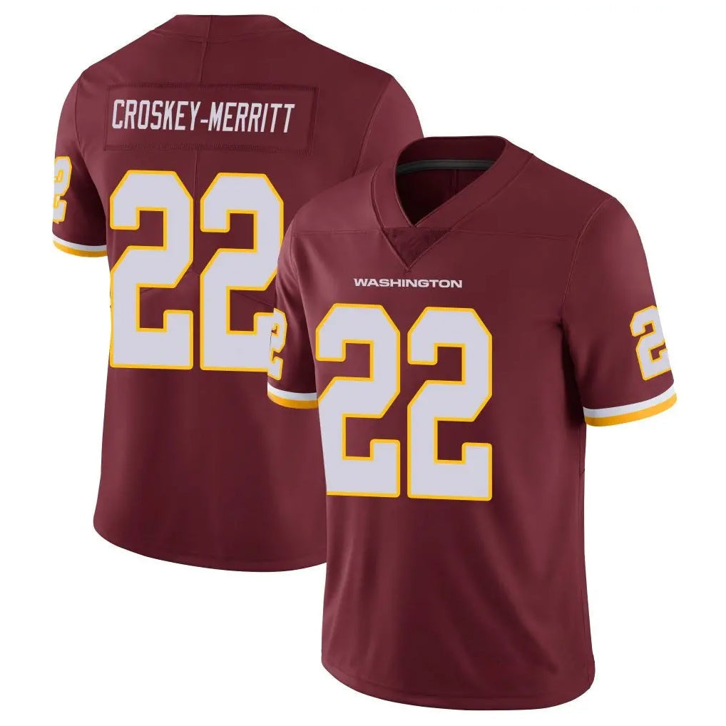 Elroe W.Commanders #22 Jacory Croskey-Merritt Player Burgundy Vapor Limited Stitched Jerseys