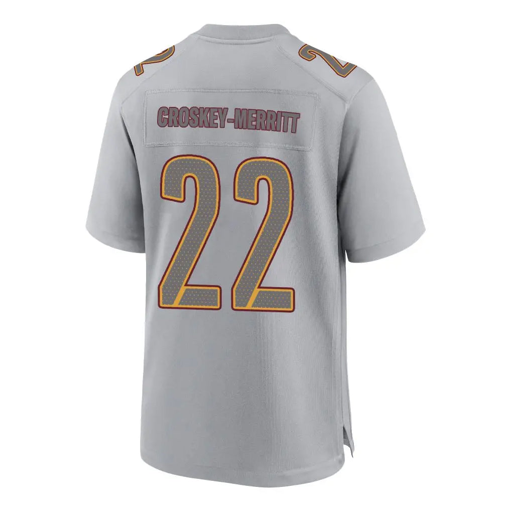 Elroe W.Commanders #22 Jacory Croskey-Merritt Player Gray Fashion Game Stitched Jerseys