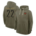 Elroe W.Commanders #22 Jacory Croskey-Merritt Player Olive Salute to Service Pullover Hoodies Limited Home Stitched Jerseys