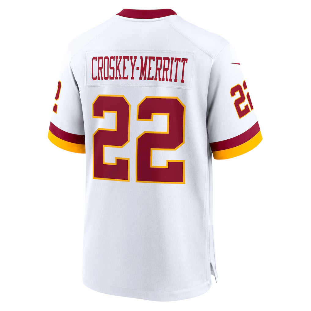 Elroe W.Commanders #22 Jacory Croskey-Merritt Player White Home Game Stitched Jerseys
