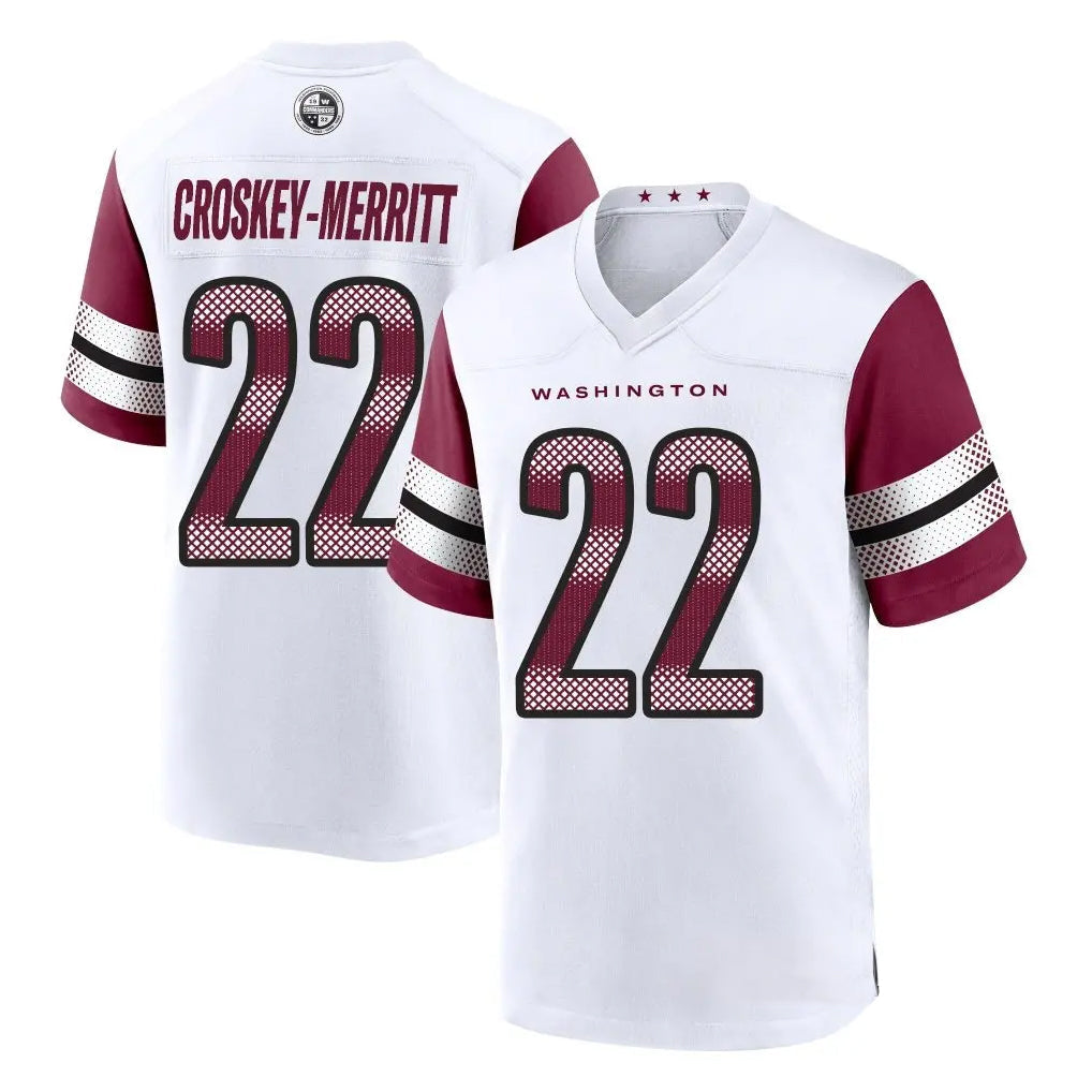 Elroe W.Commanders #22 Jacory Croskey-Merritt Player White Limited Home Game Stitched Jerseys
