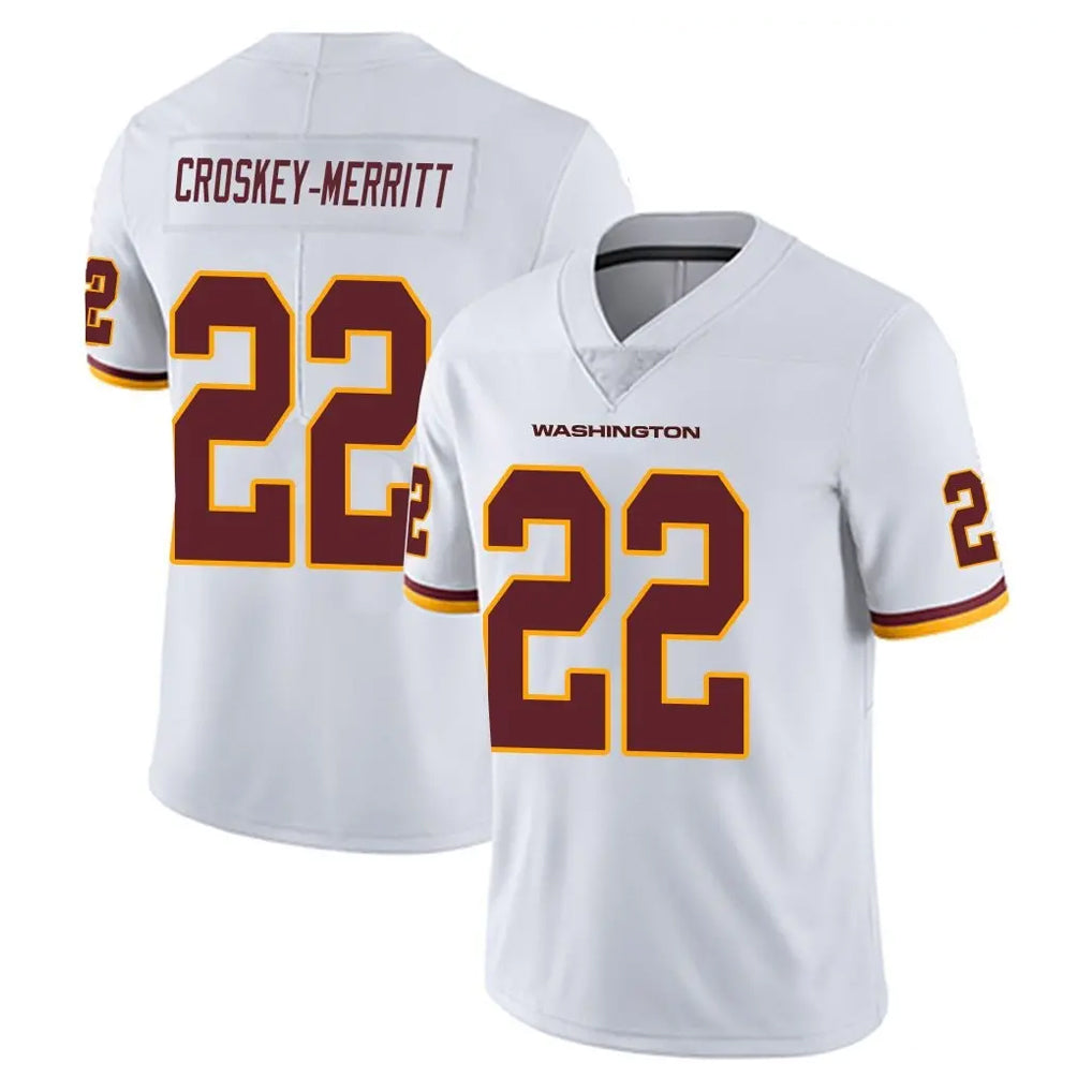 Elroe W.Commanders #22 Jacory Croskey-Merritt Player White Limited Vapor Untouchable Home Game Stitched Jerseys