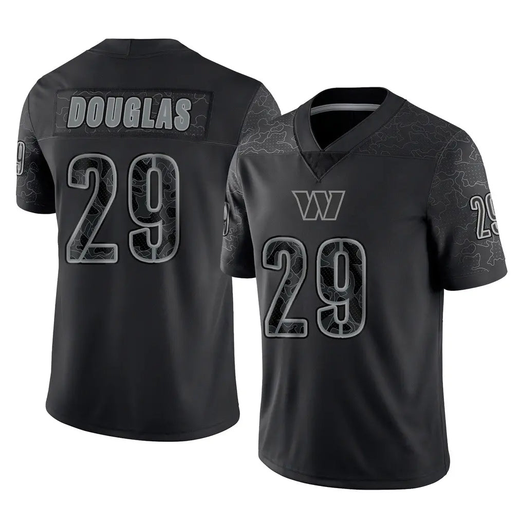 Elroe W.Commanders #29 Rasul Douglas Player Black Limited Reflective Home Game Stitched Jerseys