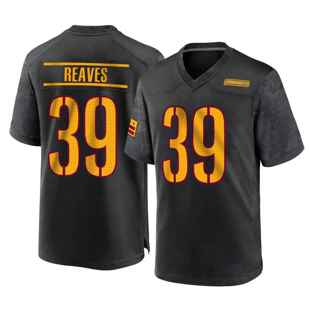 Elroe W.Commanders #39 Jeremy Reaves Player Black Home Game Stitched Jerseys